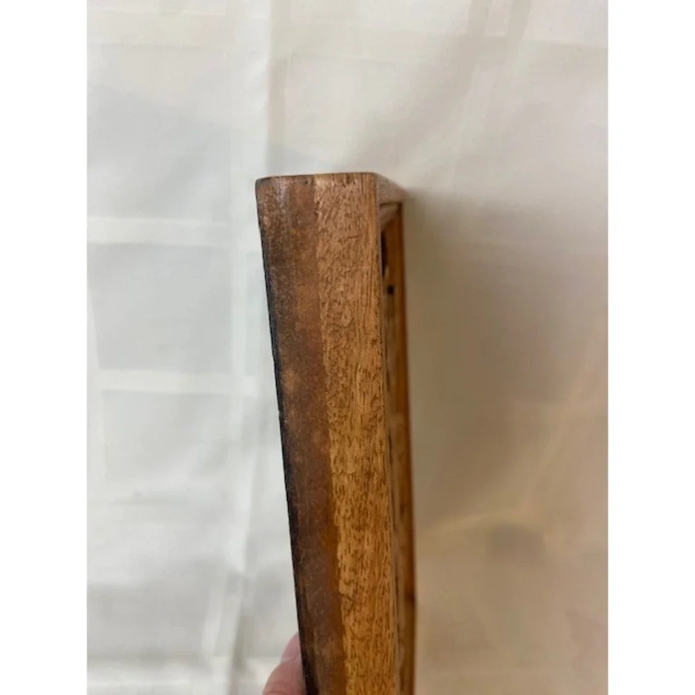 Vintage Teak Tree Carved Floral Wood Wall Art MCM Brown Black Plaque Relief 10x7